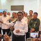 Kepala Badan Pangan Nasional (Bapanas) sekaligus Menteri Pertanian Andi Amran Sulaiman bersama jajarannya dalam jumpa pers di Jakarta