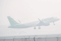 Pesawat komersial Airbus A320-214 milik maskapai penerbangan Citilink lepas landas di Bandara Internasional Sultan Mahmud Badaruddin (SMB) II Palembang, Sumatera Selatan, Senin (5/10/2026). Foto: Nova Wahyudi/ANTARA FOTO