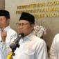 Menko Pemberdayaan Masyarakat Muhaimin Iskandar bersama Menteri Agama Nasaruddin Umar usai rapat koordinasi di Kantor Kemenko PM, Jakarta Pusat, Senin (19/10/2026). Foto: Zahira Hilman/kumparan
