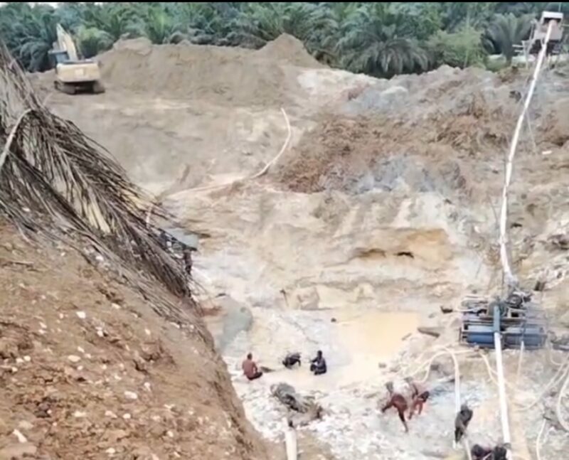 Dugaan lokasi aktifitas PETI di dalam wilayah Desa Desa Lubuk Gaung Merangin.