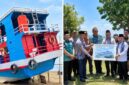 Bangkai Kapal Bantuan Gubenur Jambi Al Haris seharga Rp 1,2 Miliar, Hanya Seminggu berlayar  langsung Rusak, saat penyerahan Kapal pada pengelolaan Desa Tanjung Tanah  disaksikan Pj Bupati Asraf.